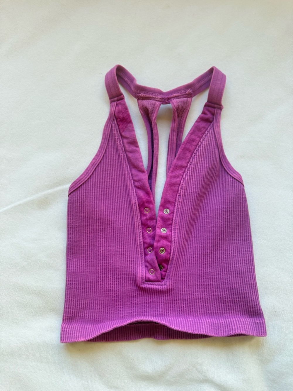 FP Movement by Free People Ribbed Snap-Front Tank in Magenta